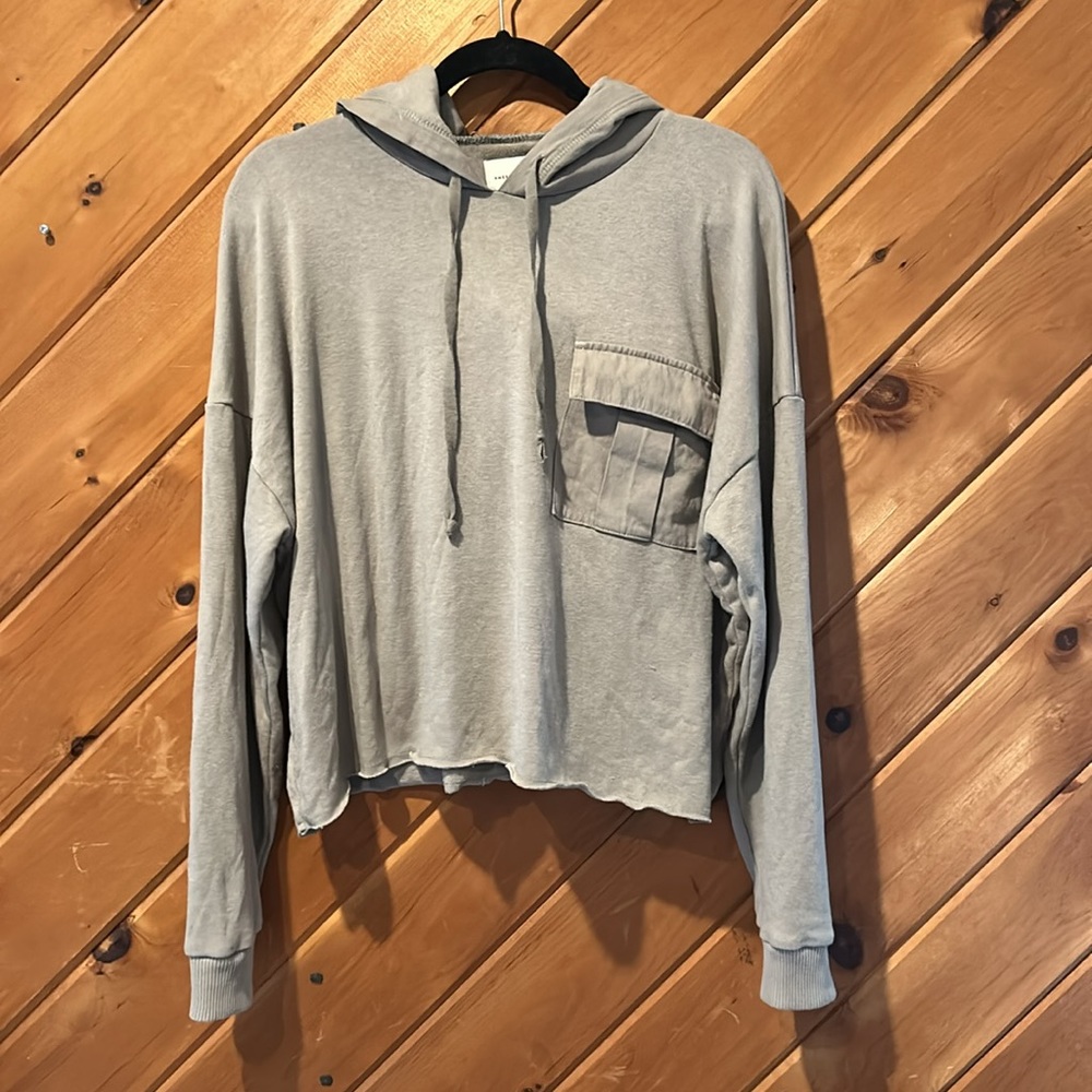 American eagle pocket crop hooded army green sweatshirt - Picture 3 of 6
